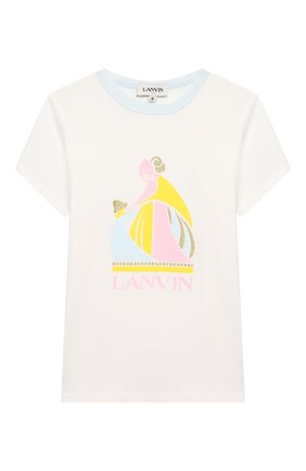 Детская хлопковая футболка LANVIN белого цвета по цене 12800 руб., арт. N15021 | Фото 1 Детская хлопковая футболка LANVIN белого цвета, арт. N15021 | Фото 1