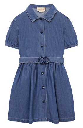 Детское джинсовое платье GUCCI синего цвета по цене 47400 руб., арт. 643405/XDBKW | Фото 1 Детское джинсовое платье GUCCI синего цвета, арт. 643405/XDBKW | Фото 1 (Случай: Повседневный; Девочки Кросс-КТ: Платье-одежда; Материал внешний: Хлопок; Рукава: Короткие; Ростовка одежда: 10 - 11 лет | 140 - 146см, 12 лет | 152 см, 5 лет | 110 см, 6 лет | 116 см, 8 лет | 128 см)