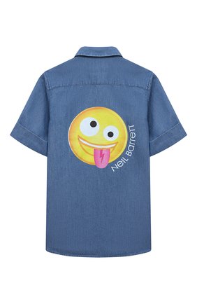 Детская хлопковая рубашка NEIL BARRETT KIDS синего цвета по цене 11800 руб., арт. 027885 | Фото 2 Детская хлопковая рубашка NEIL BARRETT KIDS синего цвета, арт. 027885 | Фото 2