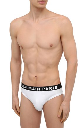 Мужские хлопковые брифы BALMAIN белого цвета по цене 6350 руб., арт. BRL615180 | Фото 2 Мужские хлопковые брифы BALMAIN белого цвета, арт. BRL615180 | Фото 2