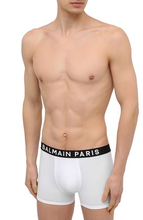 Мужские хлопковые боксеры BALMAIN белого цвета по цене 7515 руб., арт. BRLD55180 | Фото 2 Мужские хлопковые боксеры BALMAIN белого цвета, арт. BRLD55180 | Фото 2