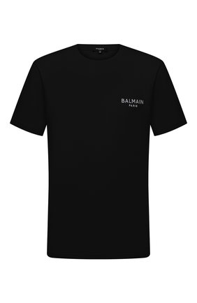 Мужская хлопковая футболка BALMAIN черного цвета, арт. BRM305210 | Фото 1 (Длина (для топов): Стандартные; Материал внешний: Хлопок; Рукава: Короткие; Мужское Кросс-КТ: Футболка-белье; Кросс-КТ: домашняя одежда)