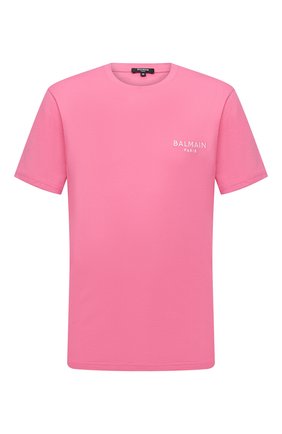 Мужская хлопковая футболка BALMAIN розового цвета по цене 18250 руб., арт. BRM305210 | Фото 1 Мужская хлопковая футболка BALMAIN розового цвета, арт. BRM305210 | Фото 1