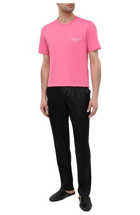 Мужская хлопковая футболка BALMAIN розового цвета по цене 18250 руб., арт. BRM305210 | Фото 2 Мужская хлопковая футболка BALMAIN розового цвета, арт. BRM305210 | Фото 2