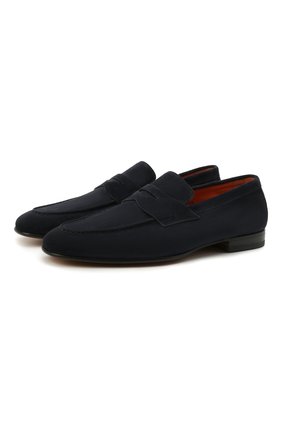Мужские замшевые пенни-лоферы SANTONI темно-синего цвета по цене 47900 руб., арт. MCNC17511LA3ESVUU60 | Фото 1 Мужские замшевые пенни-лоферы SANTONI темно-синего цвета, арт. MCNC17511LA3ESVUU60 | Фото 1 (Материал внутренний: Натуральная кожа; Стили: Классический; Материал внешний: Замша)