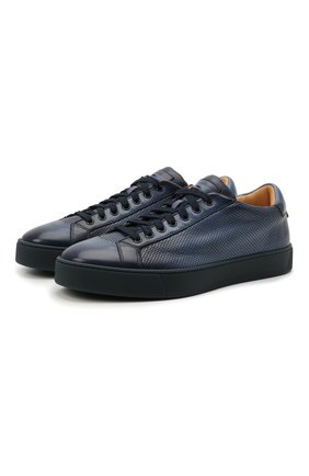 Мужские кожаные кеды SANTONI темно-синего цвета по цене 41950 руб., арт. MBGL21066TINMFG0U38 | Фото 1 Мужские кожаные кеды SANTONI темно-синего цвета, арт. MBGL21066TINMFG0U38 | Фото 1