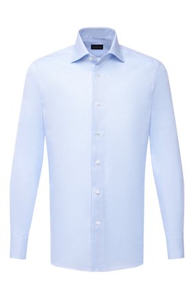 Мужская хлопковая сорочка ERMENEGILDO ZEGNA голубого цвета по цене 33950 руб., арт. 903902/9MS4BA | Фото 1 Мужская хлопковая сорочка ERMENEGILDO ZEGNA голубого цвета, арт. 903902/9MS4BA | Фото 1 (Стили: Кэжуэл, Классический; Рукава: Длинные; Длина (для топов): Стандартные; Принт: Однотонные; Материал внешний: Хлопок; Рубашки М: Slim Fit; Воротник: Акула; Манжеты: На пуговицах; Случай: Формальный)