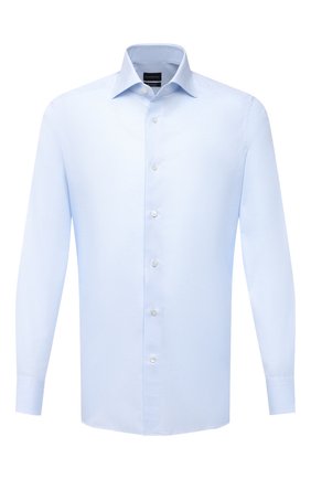 Мужская хлопковая сорочка ERMENEGILDO ZEGNA голубого цвета по цене 49350 руб., арт. 901501/9MS0BA | Фото 1 Мужская хлопковая сорочка ERMENEGILDO ZEGNA голубого цвета, арт. 901501/9MS0BA | Фото 1 (Длина (для топов): Стандартные; Случай: Формальный; Манжеты: На пуговицах; Стили: Классический; Рукава: Длинные; Воротник: Акула; Рубашки М: Slim Fit; Принт: Однотонные; Материал внешний: Хлопок)