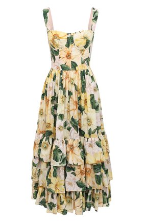 Женское хлопковое платье DOLCE & GABBANA желтого цвета по цене 205000 руб., арт. F64V7T/HS5IA | Фото 1 Женское хлопковое платье DOLCE & GABBANA желтого цвета, арт. F64V7T/HS5IA | Фото 1