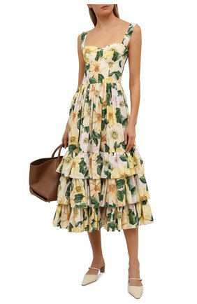 Женское хлопковое платье DOLCE & GABBANA желтого цвета по цене 205000 руб., арт. F64V7T/HS5IA | Фото 2 Женское хлопковое платье DOLCE & GABBANA желтого цвета, арт. F64V7T/HS5IA | Фото 2