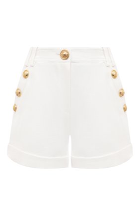 Женские хлопковые шорты BALMAIN белого цвета по цене 84400 руб., арт. VF15010/C208 | Фото 1 Женские хлопковые шорты BALMAIN белого цвета, арт. VF15010/C208 | Фото 1
