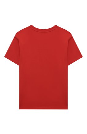 Детская хлопковая футболка MOSCHINO красного цвета, арт. H0M02X/LBA10/4A-8A | Фото 2 (Материал внешний: Хлопок; Рукава: Короткие; Девочки Кросс-КТ: футболка-одежда; Региональные ограничения белый список (Axapta Mercury): RU; Ростовка одежда: 4 года | 104 см, 5 лет | 110 см, 6 лет | 116 см, 8 лет | 128 см)