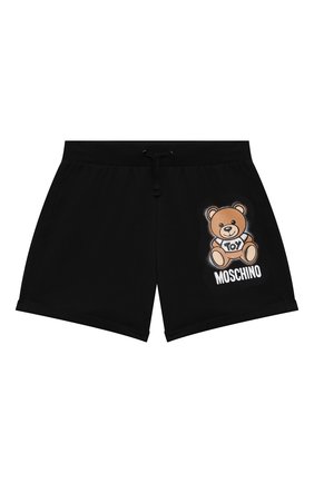 Детские хлопковые шорты MOSCHINO черного цвета по цене 7995 руб., арт. HDQ007/LDA13/10A-14A | Фото 1 Детские хлопковые шорты MOSCHINO черного цвета, арт. HDQ007/LDA13/10A-14A | Фото 1
