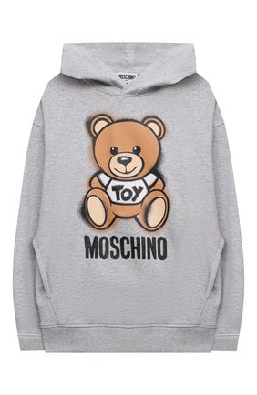 Детский хлопковое худи MOSCHINO серого цвета по цене 12600 руб., арт. HNF03X/LDA13/10A-14A | Фото 1 Детский хлопковое худи MOSCHINO серого цвета, арт. HNF03X/LDA13/10A-14A | Фото 1