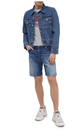 Мужские джинсовые шорты DSQUARED2 темно-синего цвета по цене 29300 руб., арт. S74MU0656/S30342 | Фото 2 Мужские джинсовые шорты DSQUARED2 темно-синего цвета, арт. S74MU0656/S30342 | Фото 2 (Материал внешний: Хлопок, Деним; Стили: Гранж; Принт: Без принта; Кросс-КТ: Деним; Длина Шорты М: До колена)