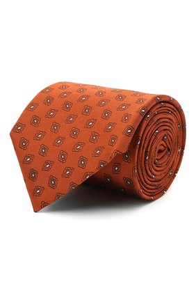 Мужской шелковый галстук ERMENEGILDO ZEGNA оранжевого цвета, арт. Z9D45/100 | Фото 1 (Принт: С принтом; Материал: Текстиль, Шелк)