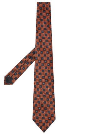 Мужской шелковый галстук ERMENEGILDO ZEGNA оранжевого цвета, арт. Z9D84/1XW | Фото 2 (Принт: С принтом; Материал: Текстиль, Шелк)