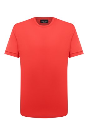 Мужская хлопковая футболка GIORGIO ARMANI красного цвета, арт. 3KSM93/SJXDZ | Фото 1 (Рукава: Короткие; Длина (для топов): Стандартные; Материал внешний: Хлопок; Принт: Без принта; Стили: Кэжуэл)