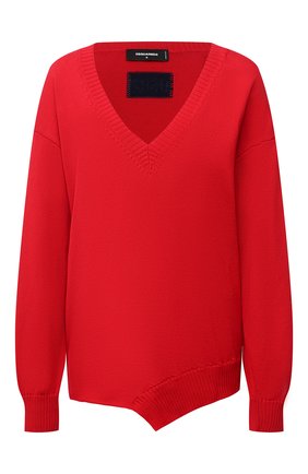 Женский хлопковый пуловер DSQUARED2 красного цвета по цене 45900 руб., арт. S75HA1045/S17612 | Фото 1 Женский хлопковый пуловер DSQUARED2 красного цвета, арт. S75HA1045/S17612 | Фото 1