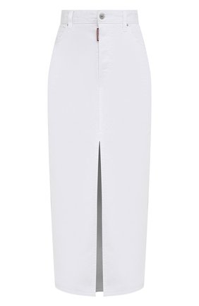 Женская джинсовая юбка DSQUARED2 белого цвета, арт. S75MA0765/S39781 | Фото 1 (Длина Ж (юбки, платья, шорты): Макси; Кросс-КТ: Деним; Материал внешний: Хлопок, Деним; Женское Кросс-КТ: Юбка-одежда; Стили: Спорт-шик; Региональные ограничения белый список (Axapta Mercury): RU)