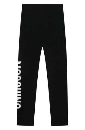 Детские хлопковые леггинсы MOSCHINO черного цвета по цене 5300 руб., арт. HLP03U/LBA00/10A-14A | Фото 2 Детские хлопковые леггинсы MOSCHINO черного цвета, арт. HLP03U/LBA00/10A-14A | Фото 2