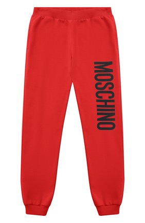 Детские хлопковые джоггеры MOSCHINO красного цвета по цене 8685 руб., арт. HMP03L/LDA27/10A-14A | Фото 1 Детские хлопковые джоггеры MOSCHINO красного цвета, арт. HMP03L/LDA27/10A-14A | Фото 1