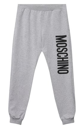 Детские хлопковые джоггеры MOSCHINO серого цвета по цене 8500 руб., арт. HMP03L/LDA27/10A-14A | Фото 1 Детские хлопковые джоггеры MOSCHINO серого цвета, арт. HMP03L/LDA27/10A-14A | Фото 1