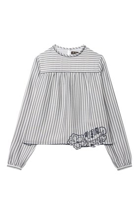 Детское шелковая блузка LORO PIANA голубого цвета по цене 42750 руб., арт. FAL5080 | Фото 1 Детское шелковая блузка LORO PIANA голубого цвета, арт. FAL5080 | Фото 1 (Материал внешний: Шелк; Рукава: Длинные; Материал подклада: Хлопок; Ростовка одежда: 10 - 11 лет | 140 - 146см, 18 мес | 86 см, 4 года | 104 см, 6 лет | 116 см, 8 лет | 128 см)