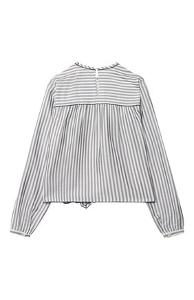 Детское шелковая блузка LORO PIANA голубого цвета по цене 42750 руб., арт. FAL5080 | Фото 2 Детское шелковая блузка LORO PIANA голубого цвета, арт. FAL5080 | Фото 2 (Материал внешний: Шелк; Рукава: Длинные; Материал подклада: Хлопок; Ростовка одежда: 10 - 11 лет | 140 - 146см, 18 мес | 86 см, 4 года | 104 см, 6 лет | 116 см, 8 лет | 128 см)