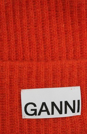 Женская шерстяная шапка GANNI оранжевого цвета по цене 8815 руб., арт. A3222 | Фото 3 Женская шерстяная шапка GANNI оранжевого цвета, арт. A3222 | Фото 3