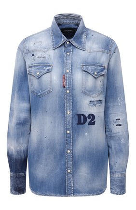 Женская джинсовая рубашка DSQUARED2 синего цвета по цене 51250 руб., арт. S75DL0749/S30341 | Фото 1 Женская джинсовая рубашка DSQUARED2 синего цвета, арт. S75DL0749/S30341 | Фото 1