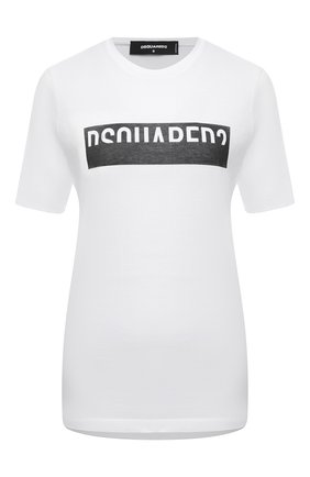 Женская хлопковая футболка DSQUARED2 белого цвета по цене 18700 руб., арт. S75GD0153/S23848 | Фото 1 Женская хлопковая футболка DSQUARED2 белого цвета, арт. S75GD0153/S23848 | Фото 1