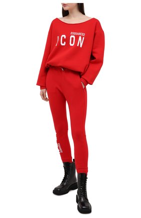 Женский хлопковый свитшот DSQUARED2 красного цвета по цене 33400 руб., арт. S80GU0019/S25042 | Фото 2 Женский хлопковый свитшот DSQUARED2 красного цвета, арт. S80GU0019/S25042 | Фото 2