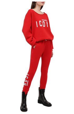 Женские хлопковые джоггеры DSQUARED2 красного цвета по цене 30850 руб., арт. S80KA0001/S25042 | Фото 2 Женские хлопковые джоггеры DSQUARED2 красного цвета, арт. S80KA0001/S25042 | Фото 2