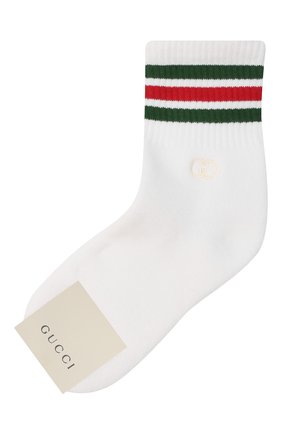 Детские хлопковые носки GUCCI белого цвета, арт. 643519/4H428 | Фото 1 (Материал: Текстиль, Хлопок; Региональные ограничения белый список (Axapta Mercury): RU; Кросс-КТ: Носки)