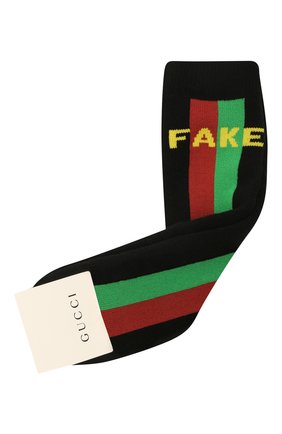 Детские хлопковые носки GUCCI черного цвета по цене 5400 руб., арт. 646136/3K659 | Фото 1 Детские хлопковые носки GUCCI черного цвета, арт. 646136/3K659 | Фото 1