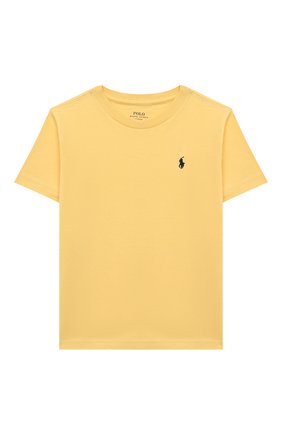 Детская хлопковая футболка POLO RALPH LAUREN желтого цвета, арт. 321832904 | Фото 1 (Материал внешний: Хлопок; Рукава: Короткие; Региональные ограничения белый список (Axapta Mercury): RU; Мальчики Кросс-КТ: Футболка-одежда; Ростовка одежда: 4 года | 104 см)