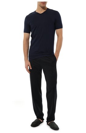 Мужская футболка ZIMMERLI темно-синего цвета, арт. 700-1346 | Фото 2 (Материал внешний: Синтетический материал; Рукава: Короткие; Длина (для топов): Стандартные; Мужское Кросс-КТ: Футболка-белье; Кросс-КТ: домашняя одежда)
