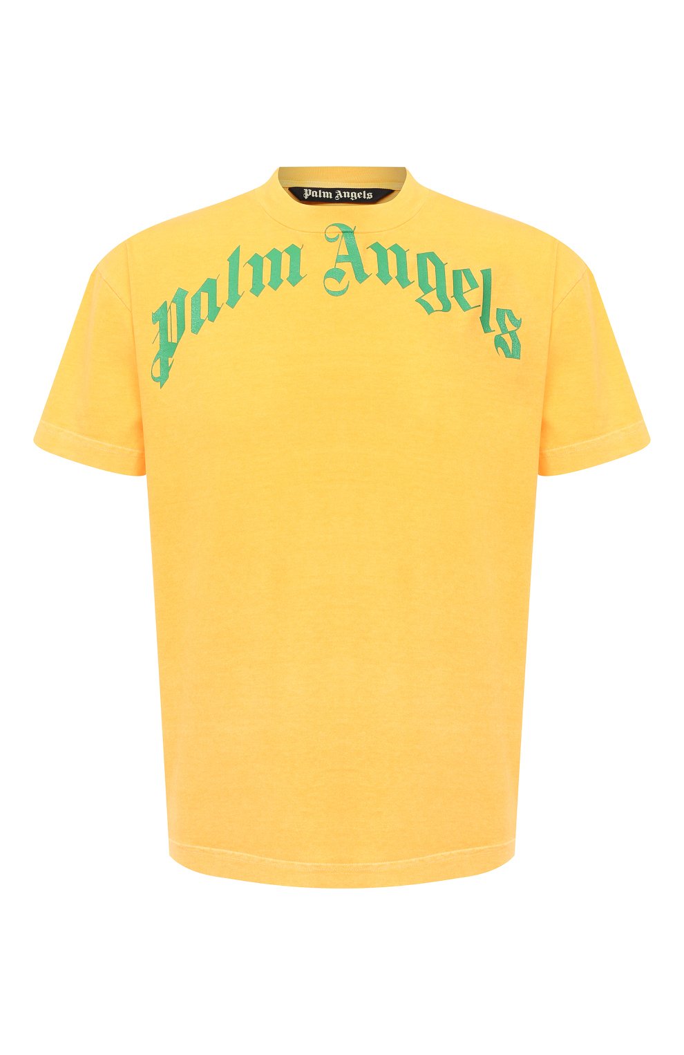 Мужская хлопковая футболка PALM ANGELS желтого цвета, арт. PMAA001R21JER0081855 | Фото 1 (Рукава: Короткие; Длина (для топов): Стандартные; Стили: Гранж; Принт: С принтом; Материал внешний: Хлопок)