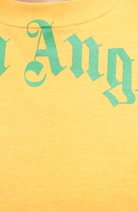 Мужская хлопковая футболка PALM ANGELS желтого цвета, арт. PMAA001R21JER0081855 | Фото 5 (Рукава: Короткие; Длина (для топов): Стандартные; Стили: Гранж; Принт: С принтом; Материал внешний: Хлопок)