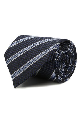 Мужской шелковый галстук ERMENEGILDO ZEGNA темно-синего цвета, арт. Z9D10/18B | Фото 1 (Принт: С принтом; Материал: Шелк, Текстиль)