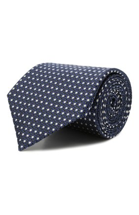 Мужской шелковый галстук ERMENEGILDO ZEGNA темно-синего цвета, арт. Z9D10/18B | Фото 1 (Принт: С принтом; Материал: Шелк, Текстиль)