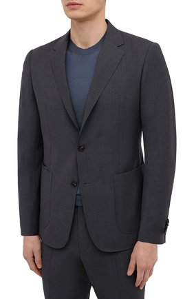 Мужской шерстяной костюм Z ZEGNA темно-серого цвета по цене 143000 руб., арт. 924730/2X7YGW | Фото 2 Мужской шерстяной костюм Z ZEGNA темно-серого цвета, арт. 924730/2X7YGW | Фото 2 (Рукава: Длинные; Материал внешний: Шерсть; Костюмы М: Однобортный; Стили: Кэжуэл; Материал подклада: Синтетический материал)