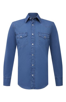 Мужская джинсовая рубашка TOM FORD синего цвета по цене 49950 руб., арт. 9FT460/94MEKI | Фото 1 Мужская джинсовая рубашка TOM FORD синего цвета, арт. 9FT460/94MEKI | Фото 1 (Длина (для топов): Стандартные; Рубашки М: Slim Fit; Рукава: Длинные; Принт: Однотонные; Материал внешний: Хлопок, Деним; Кросс-КТ: Деним; Воротник: Кент; Случай: Повседневный; Стили: Кэжуэл; Манжеты: На кнопках; Региональные ограничения белый список (Axapta Mercury): RU)