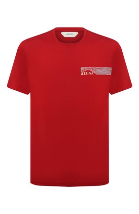 Мужская хлопковая футболка Z ZEGNA красного цвета, арт. VW372/ZZ630E | Фото 1 (Материал внешний: Хлопок; Принт: С принтом; Рукава: Короткие; Длина (для топов): Стандартные; Стили: Кэжуэл)