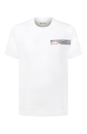 Мужская хлопковая футболка Z ZEGNA белого цвета, арт. VW372/ZZ630E | Фото 1 (Рукава: Короткие; Принт: С принтом; Стили: Кэжуэл; Длина (для топов): Стандартные; Материал внешний: Хлопок)
