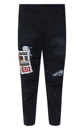 Мужские хлопковые брюки DSQUARED2 темно-синего цвета по цене 55500 руб., арт. S74KB0532/S41794 | Фото 1 Мужские хлопковые брюки DSQUARED2 темно-синего цвета, арт. S74KB0532/S41794 | Фото 1 (Случай: Повседневный; Материал внешний: Хлопок; Силуэт М (брюки): Чиносы; Длина (брюки, джинсы): Укороченные; Стили: Гранж)