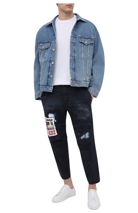 Мужские хлопковые брюки DSQUARED2 темно-синего цвета по цене 55500 руб., арт. S74KB0532/S41794 | Фото 2 Мужские хлопковые брюки DSQUARED2 темно-синего цвета, арт. S74KB0532/S41794 | Фото 2 (Случай: Повседневный; Материал внешний: Хлопок; Силуэт М (брюки): Чиносы; Длина (брюки, джинсы): Укороченные; Стили: Гранж)