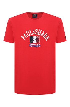Мужская хлопковая футболка PAUL&SHARK красного цвета по цене 18150 руб., арт. 21411076/C00 | Фото 1 Мужская хлопковая футболка PAUL&SHARK красного цвета, арт. 21411076/C00 | Фото 1
