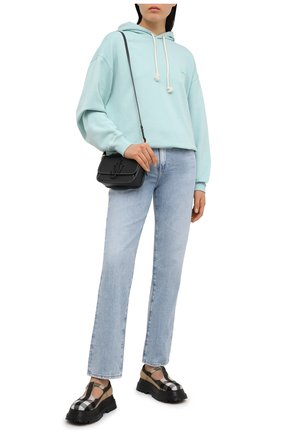 Женский хлопковое худи ACNE STUDIOS бирюзового цвета по цене 29550 руб., арт. CI0009/W | Фото 2 Женский хлопковое худи ACNE STUDIOS бирюзового цвета, арт. CI0009/W | Фото 2